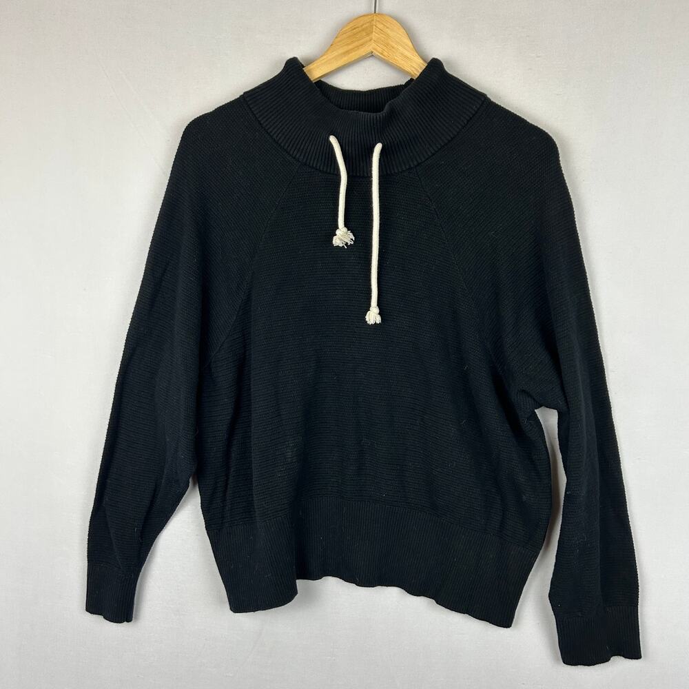 Varley Women's Varley Maceo Mock Neck Black Ribbed Knit Sweatshirt Size S